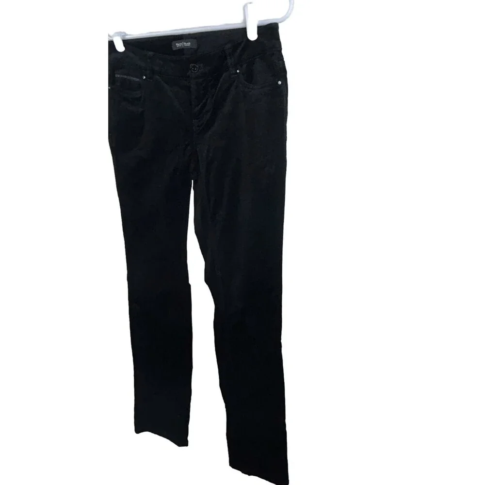 White House Black Market Womens Velvet Pants Size 2R Black Slim Leg Embellished